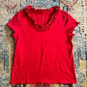 Talbots Women's Red Ruffled Top size L
